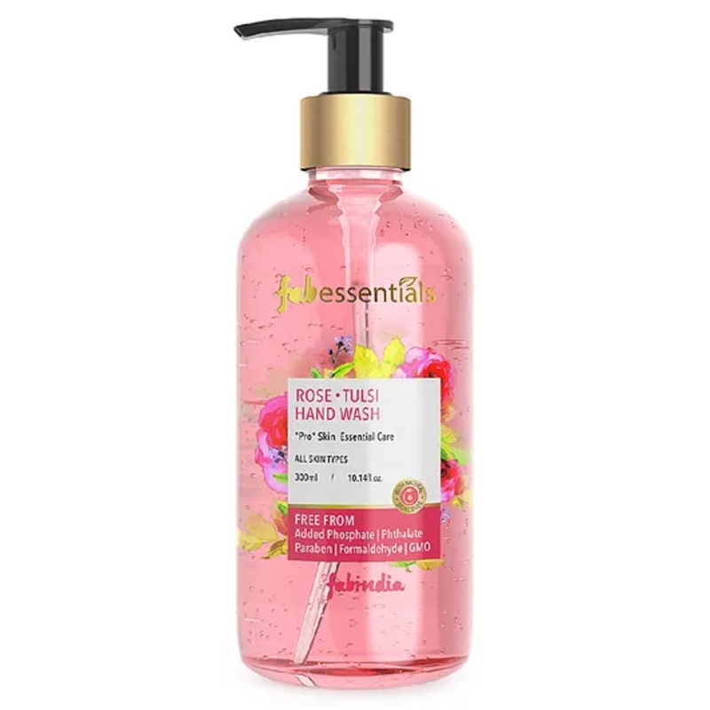Fabessentials Rose Tulsi Hand Wash | with Natural Bioactives | Cleanses Hands without Drying & Stripping away Moisture – 300 ml