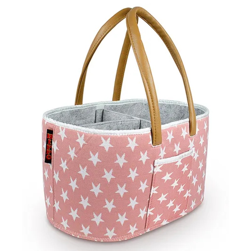 Hippo Diaper Caddy Bag Starred XL – Pink