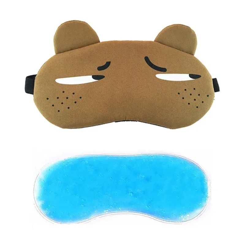 Jenna Dot Brown Cartoon Face Sleeping Eye Mask With Cooling Gel – Brown