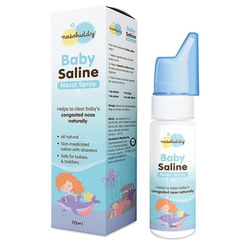 Nasobuddy Baby Saline Nasal Spray All Natural Saline Solution Helps Clear Baby’s Congested Nose Naturally – 70 ml