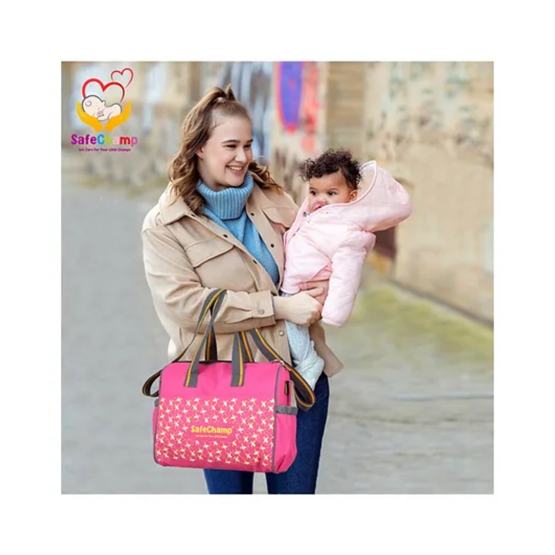 SafeChamp Chick Chick Multipurpose Diaper Bag Cum Mother Bag Diaper Bag – Pink