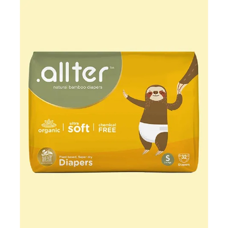 Allter Organic Bamboo Explorer Print Taped Diapers For Small Size – 32 Pieces