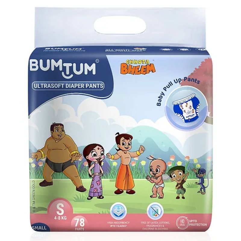 Bumtum Chota Bheem Baby Diaper Pants with Leakage Protection – 78 Pieces