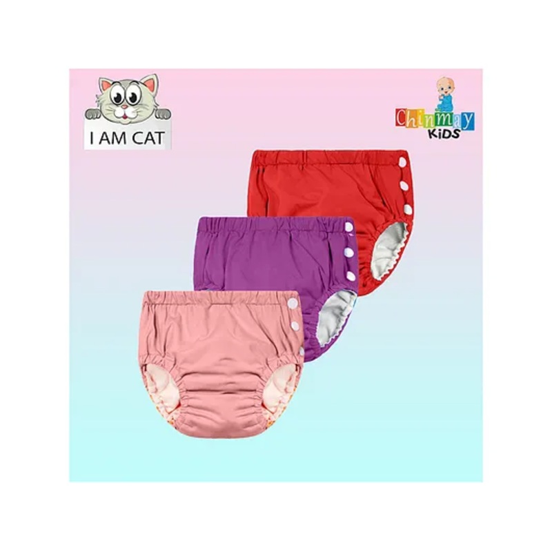 Chinmay Kids Reusable Swimwear Diaper Pants Set Of 3 – Purple Pink & Red