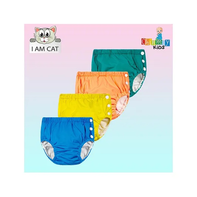 Chinmay Kids Reusable Swimwear Diaper Pants Set Of 4 – Blue Yellow Orange & Green
