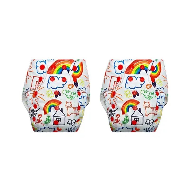 Dumbledo Cloth Diaper Leak Proof Eco-Friendly Reusable Adjustable Free Size Quick Dry Unisex Without Insert Pack of 2 – White