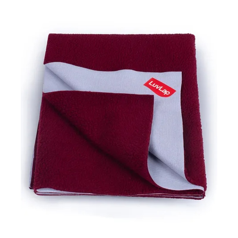 LuvLap Instadry Anti-Piling Fleece Quick Dry Baby Bed Protector Sheet, Waterproof, 70x100cm, Maroon, Pack of 1