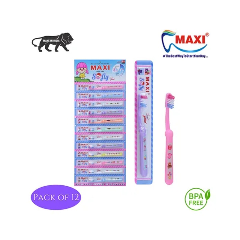 MAXI Softy Junior Toothbrush Pack of 12 – Multicolour