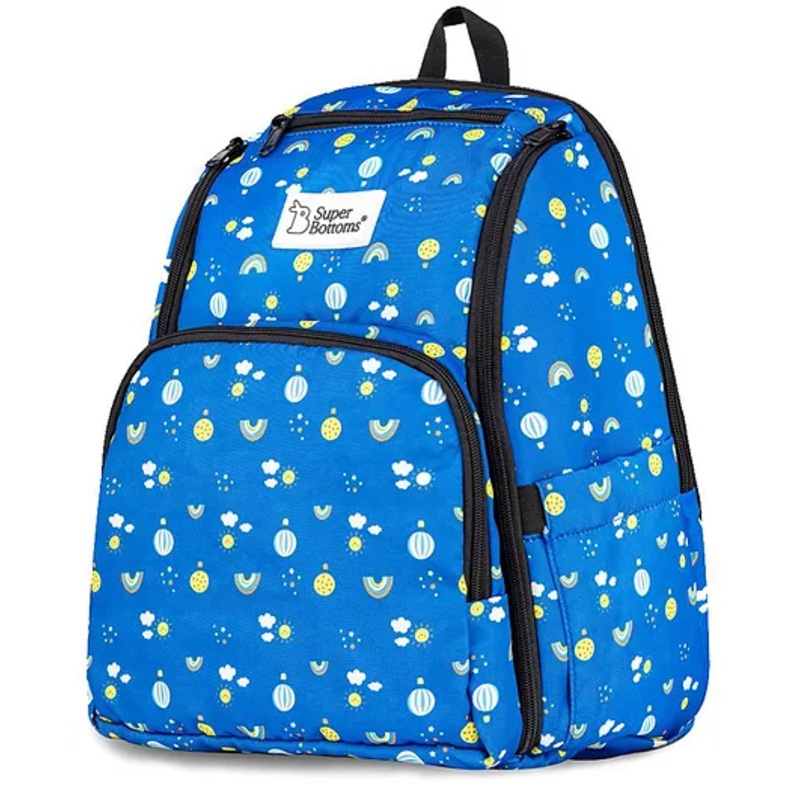 SuperbBottoms Diaper Bag, Multifunctional Diaper Bags for Mom, Spacious, Semi-waterproof Backpack Blue