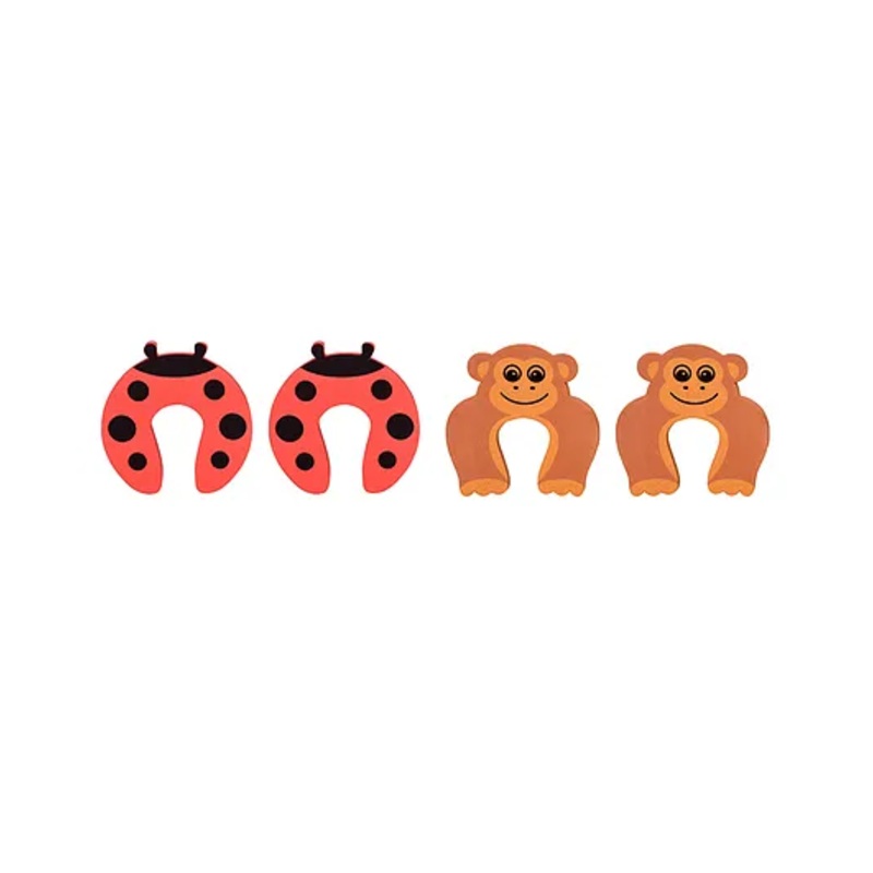 The Little Lookers Door Stopper Ladybug & Monkey Design Red Brown – Pack of 4