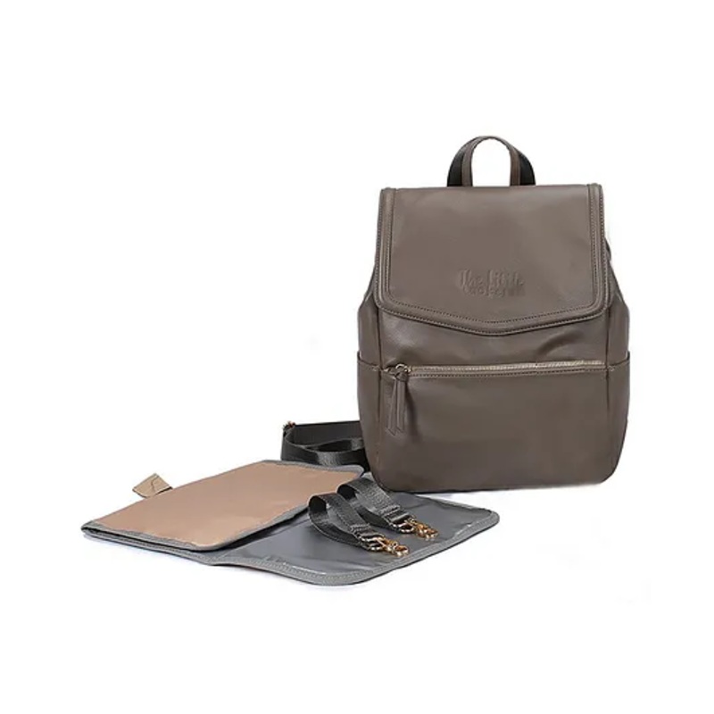 The Little Lookers Jolly Luxe Vegan Leather Diaper Backpack – Taupe Grey