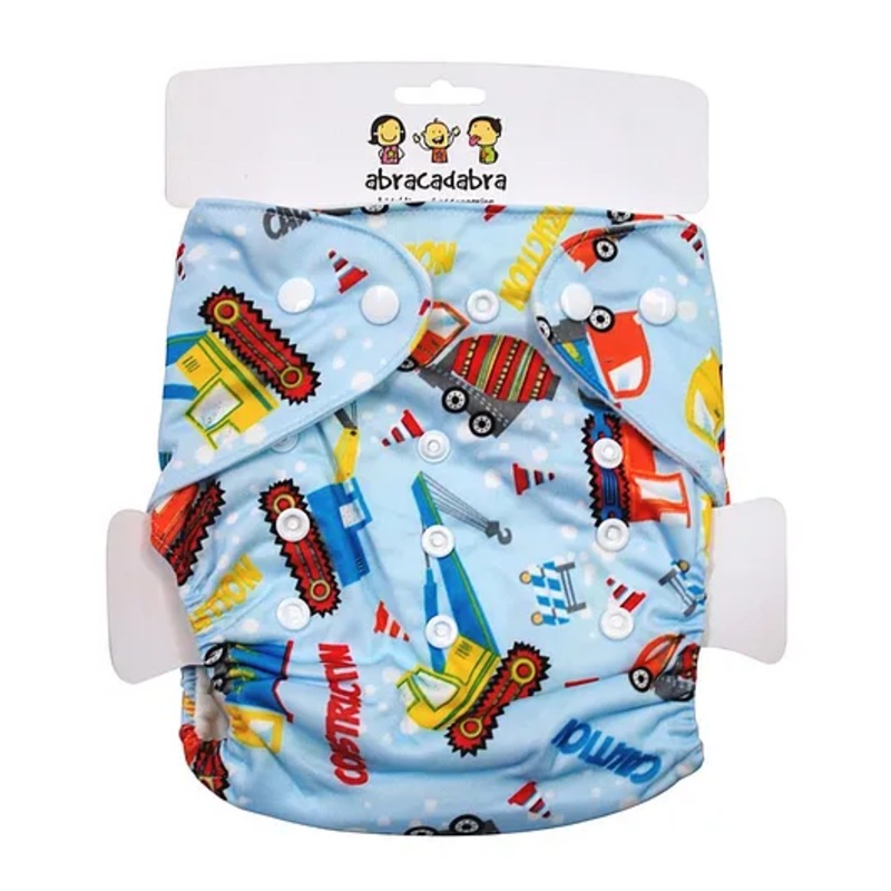 Abracadabra Reusable Diaper With Construction Print – Blue