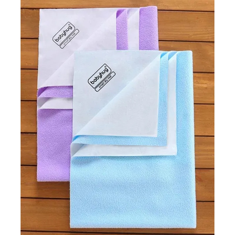 Babyhug Smart Dry Bed Protector Sheet Pack of 2 Large – Blue Purple