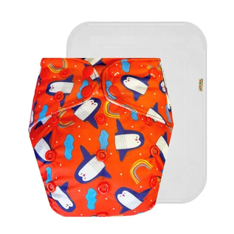 Dumbledo Cloth Diaper Unisex Leakage Proof Eco-Friendly Reusable Adjustable Free Size Quick Dry Without Insert Pack of 1 – Red