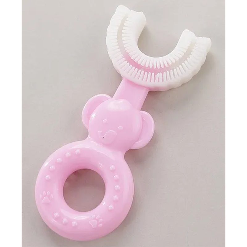 Joy Buzz Soft Baby U Shaped Toothbrush for Kids, BPA Free Baby Training Toothbrush Set with Soft Bristles & Easy Grip, Baby Kids Toothbrush, Infant Baby Brush Toothbrush Set (Pink)