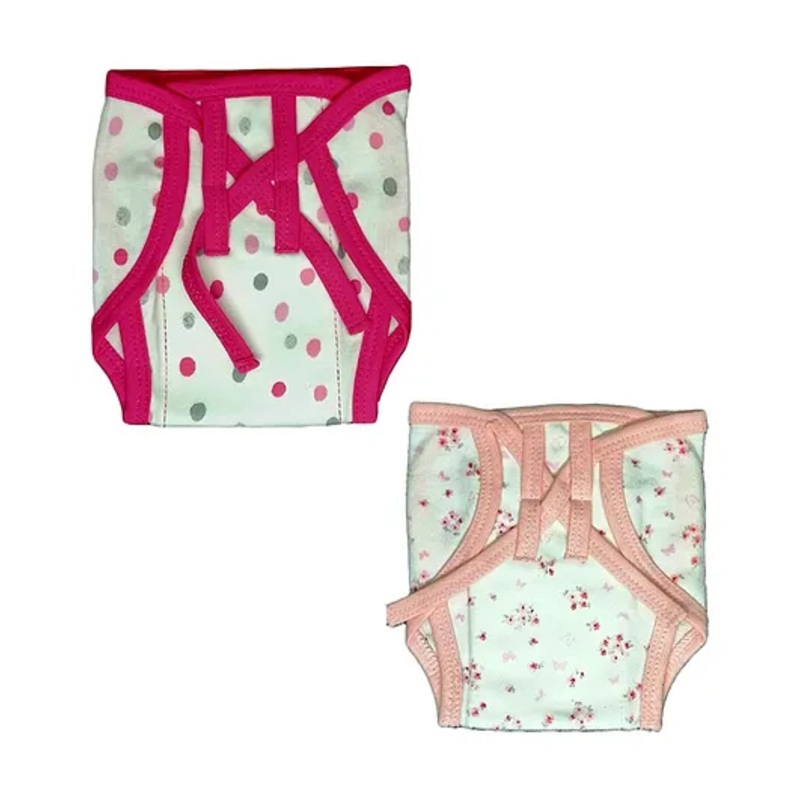 Kindermum Combo of 2 Nappies Polka Combo Small- Red and Peach
