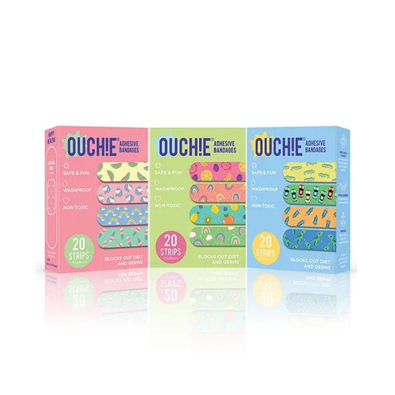 Ouchie Adhesive Bandages Pack Of 3 – 20 Stripes Each