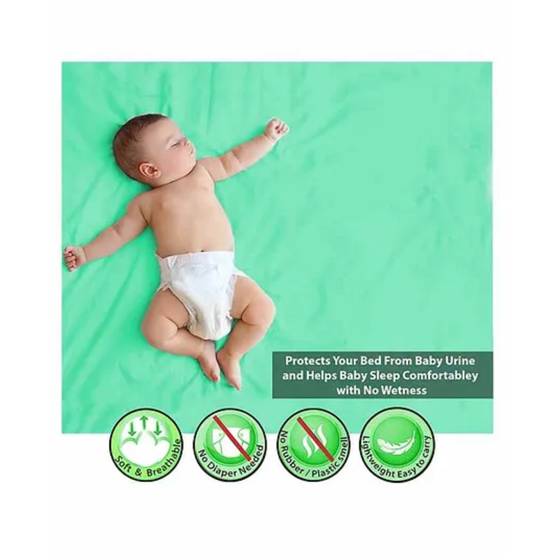 Polka Tots Premium Waterproof Baby Dry Sheet Bed Protector   Large (100 x 140 CM, Mint)