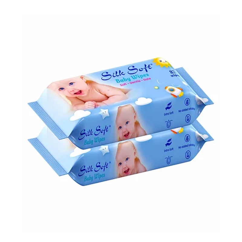 Silk Soft Baby Wet Wipes Without-Lid 82Pcs (Pack of 2)