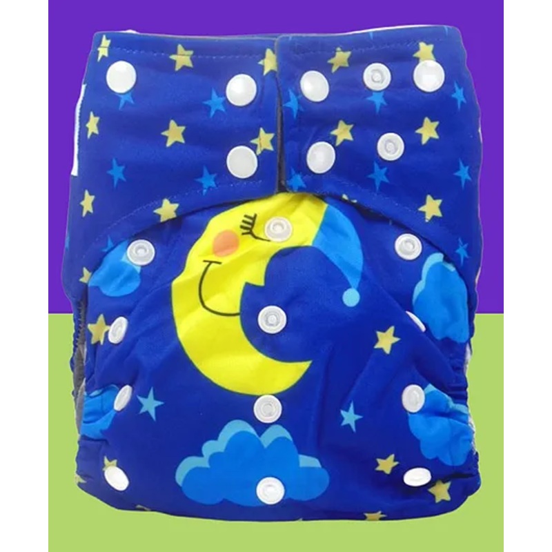 The Cheeky Kidzz Baby Pocket Printed Sheep Moon Cloth Diapers With Insert Reusable Cloth Diapers Washable Fitted Diapers One Size Reusable for Baby Girls and Boys (0-24 MONTHS)