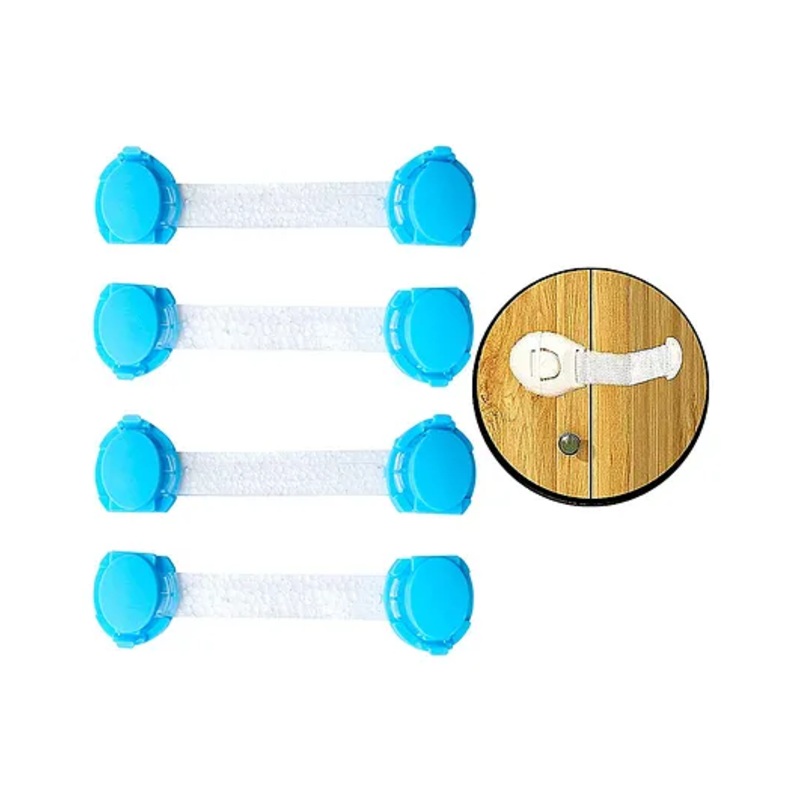 THE LITTLE LOOKERS Multipurpose Safety Lock for Doors, Cabinet, Fridge, Drawer Blue – Pack of 4