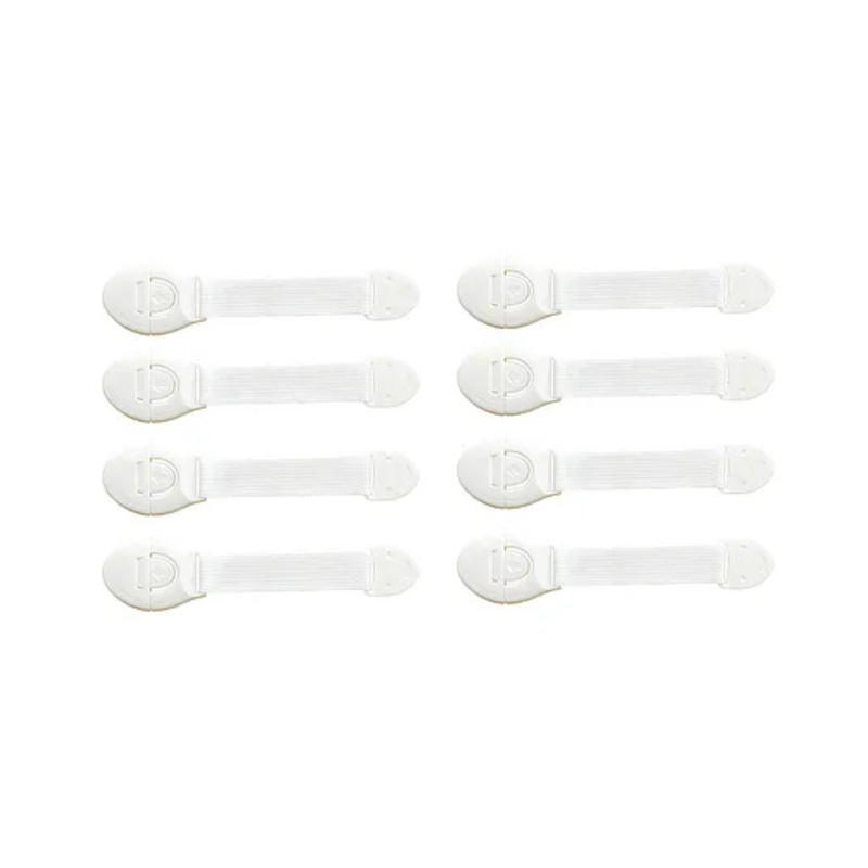 THE LITTLE LOOKERS Safety  Strap for Doors, Cabinets, Fridge, Drawers, Dustbin White – Pack of 8