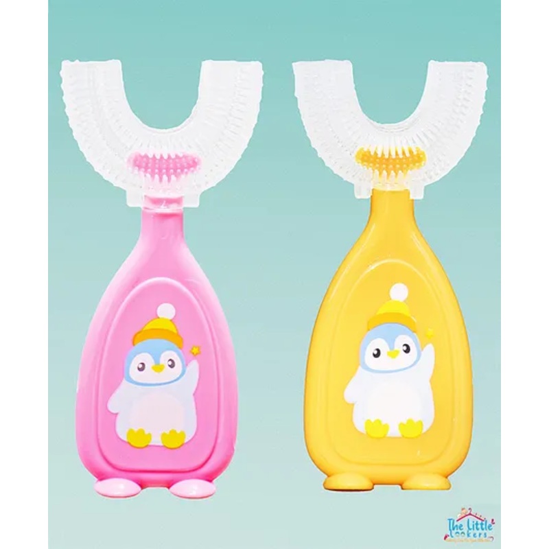 The Little Lookers Soft Sillicone U-Shaped Head 360 Toothbrush Pack Of 2 – Yellow Pink (Print May Vary)