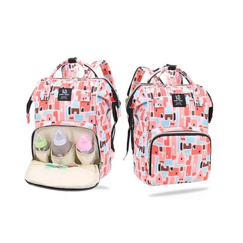 Bembika Diaper Bags For Mom And Dad Kids Diaper Bags For Travel Backpack With Small Bottle Pouch For Multi-Function Waterproof And Large Capacity-(Peach)