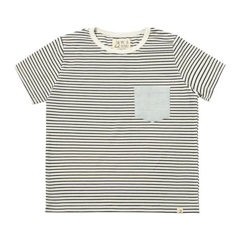 Fowey Pocketed Tee – Cream & Navy Stripe