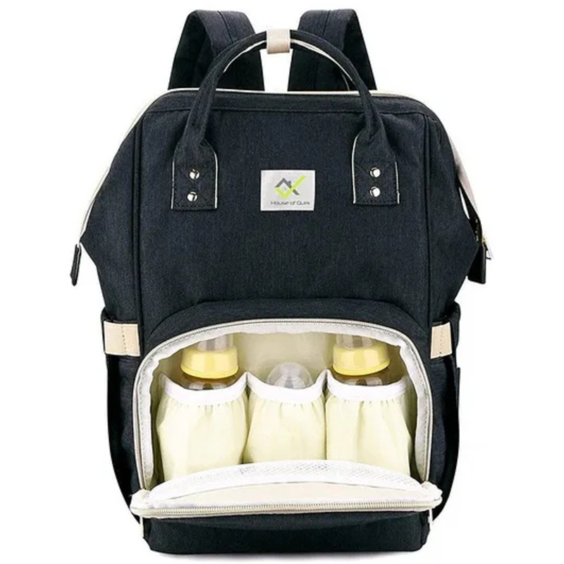 House of Quirk Diaper Bag Maternity Backpack –  Black