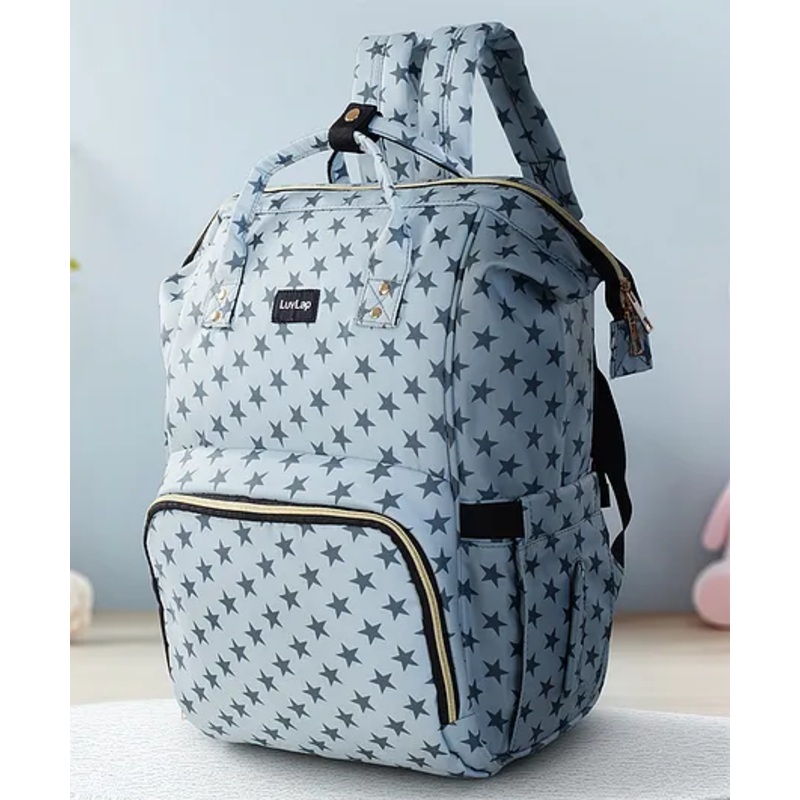 Luvlap Multifunctional Waterproof Diaper Bag-Backpack Cum Tote Bag Stars Print – Grey