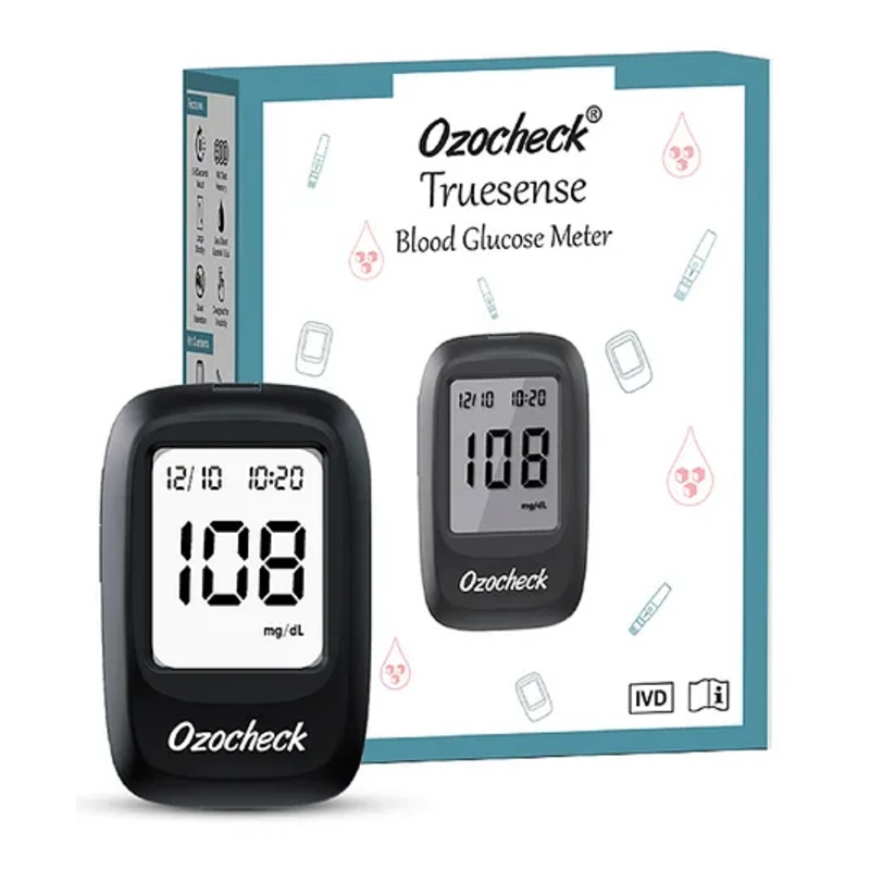 Ozocheck Truesense Fully Automatic Blood Sugar Testing Machine with 1 Glucometer 10 Lancets 50 Test Strips 1 Lancing Device