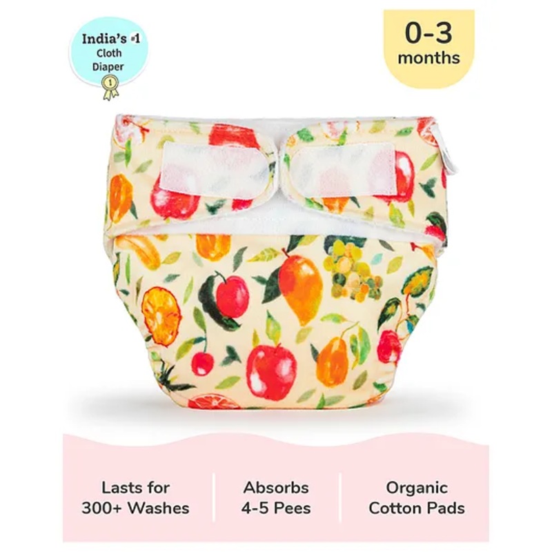 SuperBottoms Newborn UNO Premium Cloth Diaper with Absorbent Insert (0 to 3M) – Fruit Burst