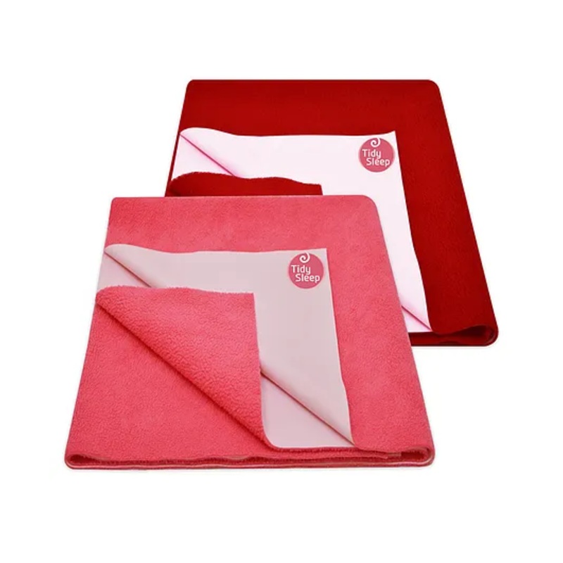 TIDY SLEEP Ultra Absorbent Baby Dry Sheets & Bed Protector Medium Pack of 2 – Hot Pink Cherry Red