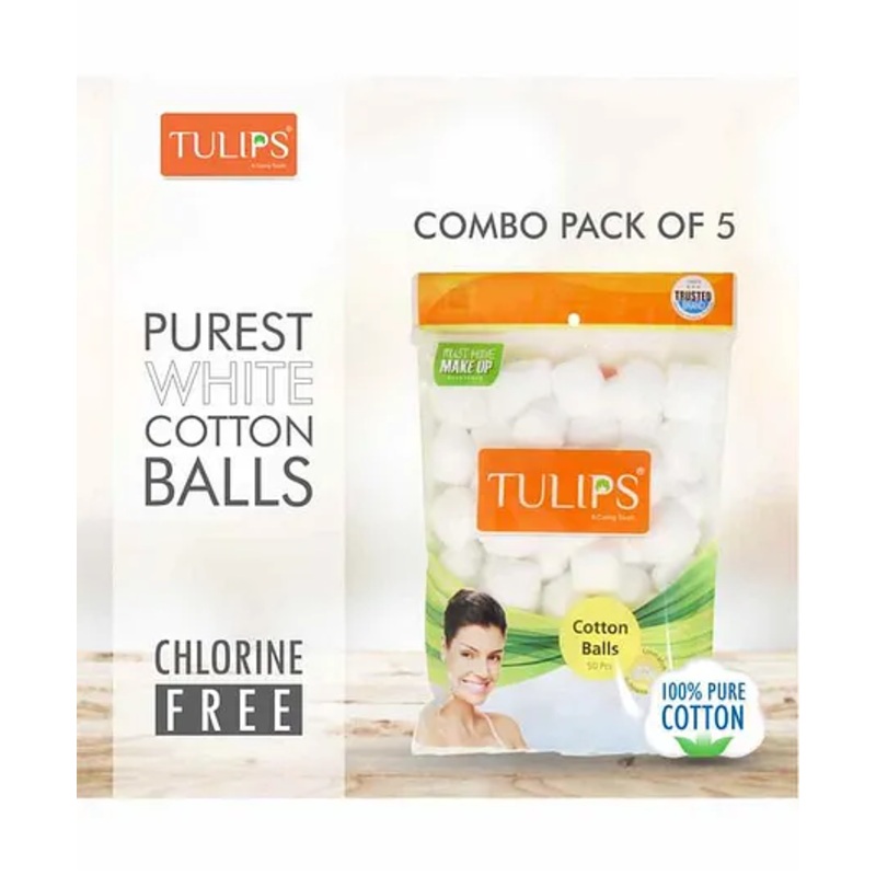 Tulips White Cotton Balls Pack of 5 – 50 Pieces Each