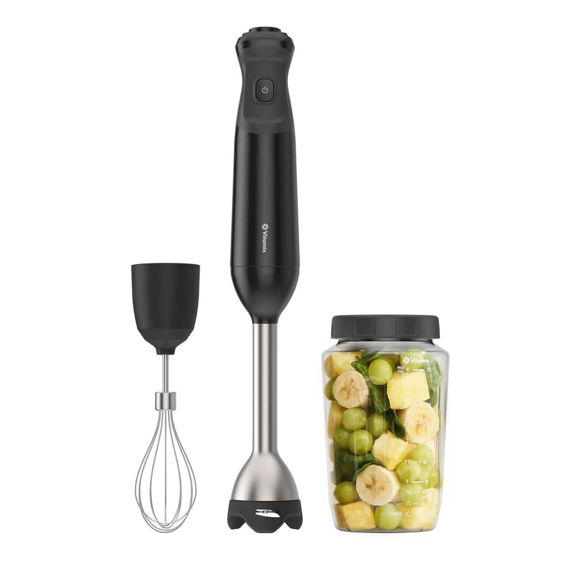 2-Speed Hand Immersion Blender Bundle with Whisk and Jar – Black