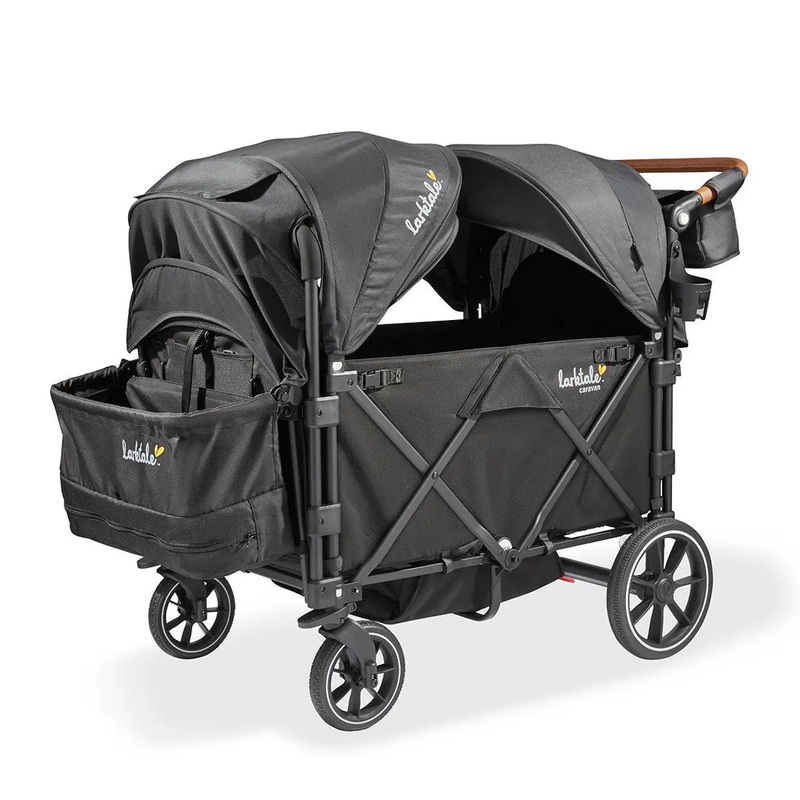 Caravan Quad 4-Seater Stroller Wagon with Reclining Seats – Byron Black