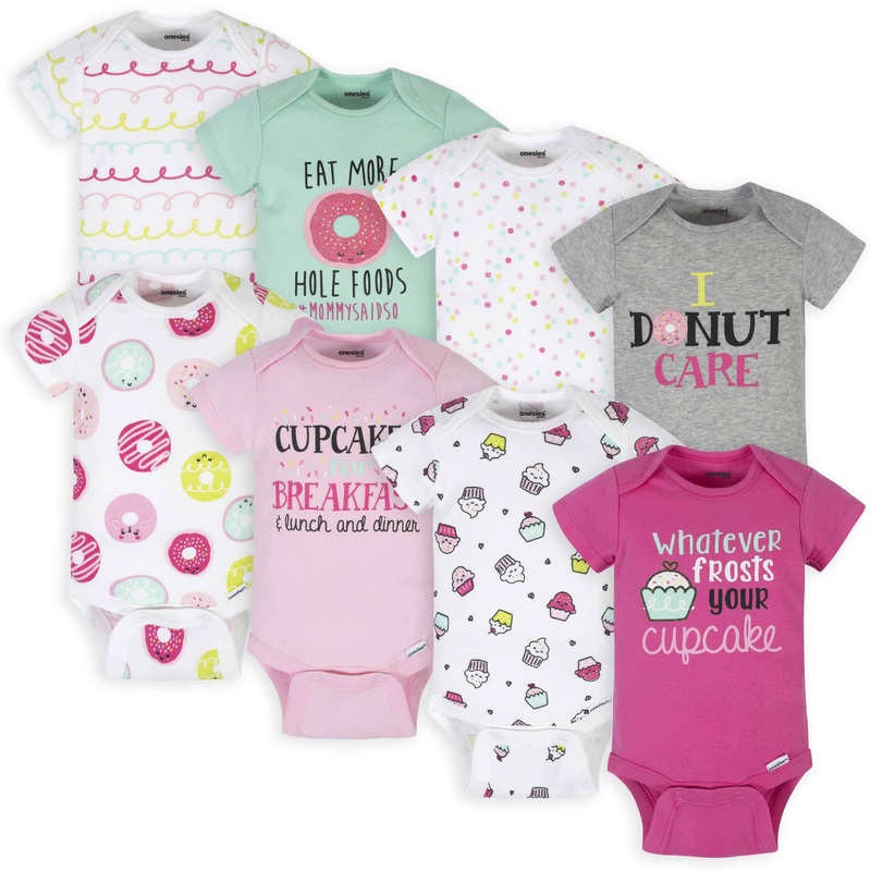 8-Pack Baby Girls Sweet Treats Onesies Brand Bodysuits