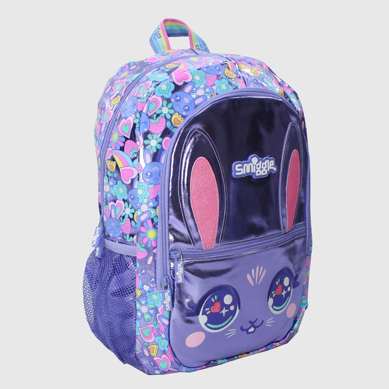Bunny Face 17 Inches Backpack- Purple