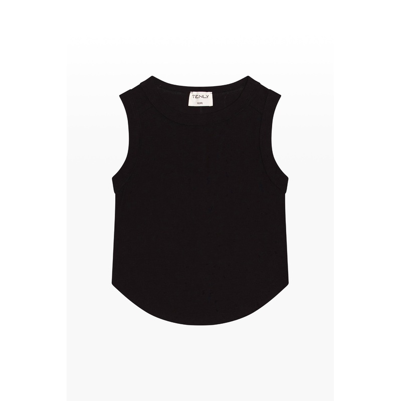 Ribbed Exposed Seam Tank Top – Black