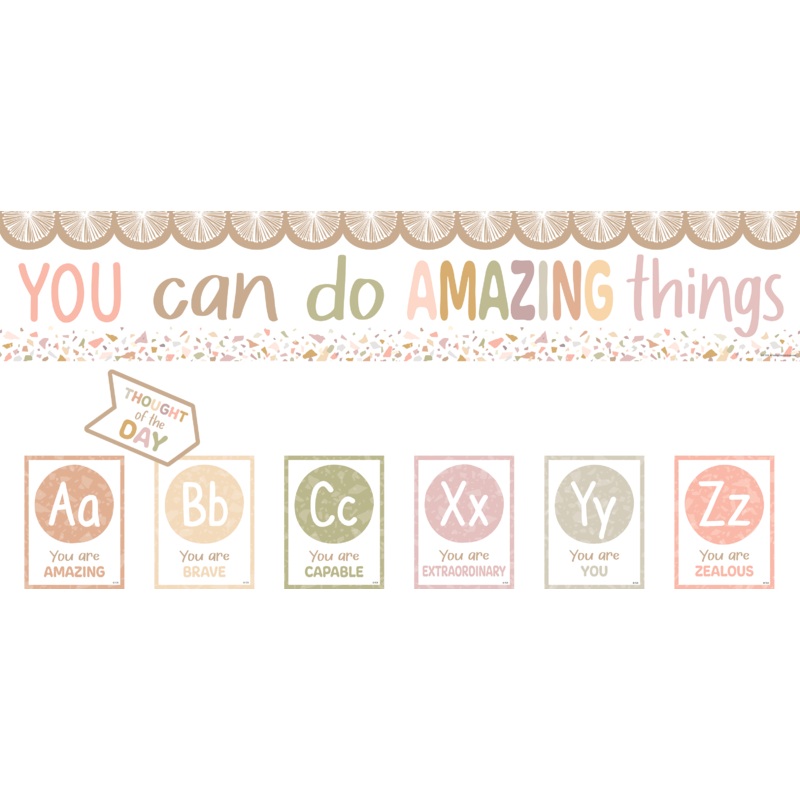 Terrazzo Tones Alphabet Affirmations Bulletin Board Set