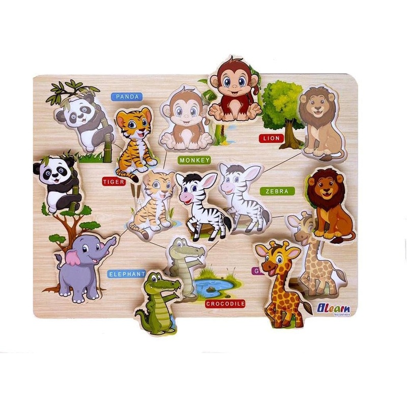 Wooden Educational Board  Jungle Animals