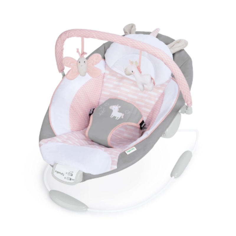Ingenuity Soothing Baby Bouncer, Pink Flora the Unicorn