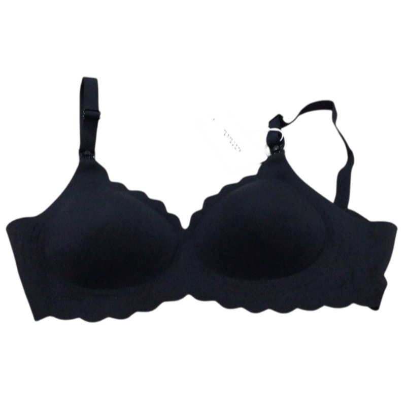 Momcozy Jelly Strip Seamless Floral Push up Nursing Bra, Black, Medium