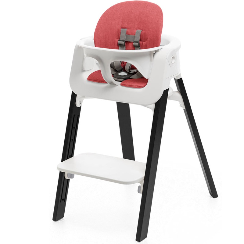 Stokke Steps Chair + Cushion (No Tray) – White/Oak Black/Red