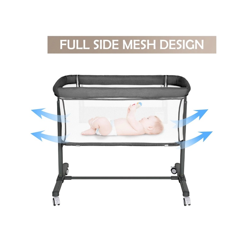 Baby Folding Bassinet w/Wheels,Portable Newborn Bedside Sleeper