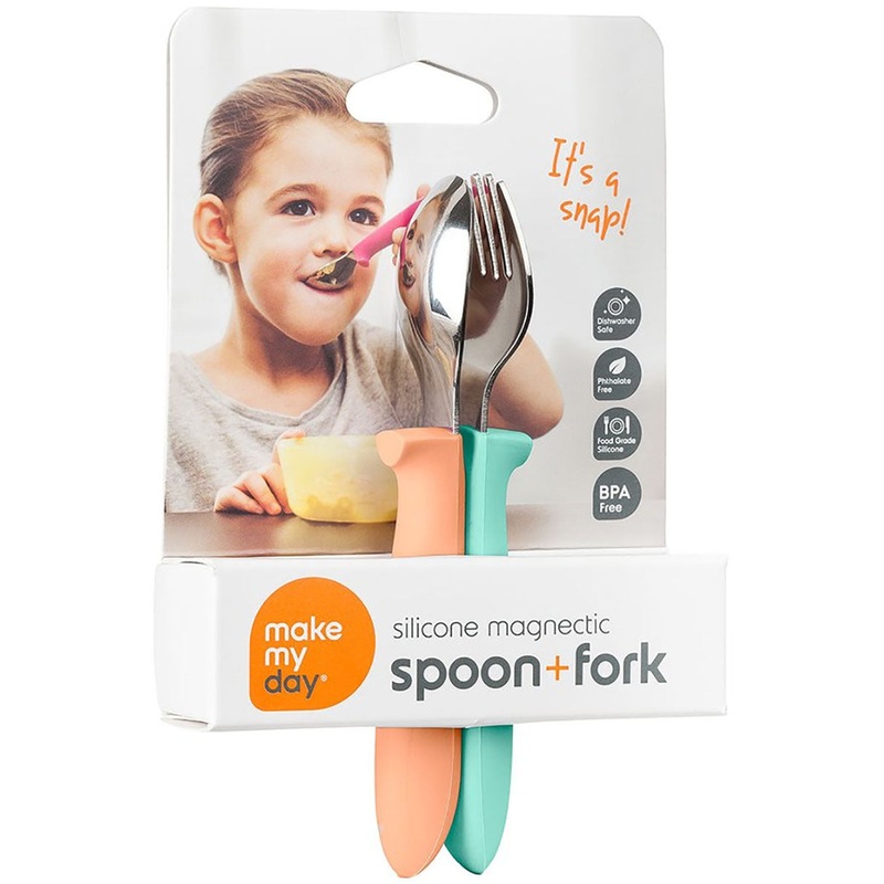 Make My Day Spoon + Fork – Mint/Orange