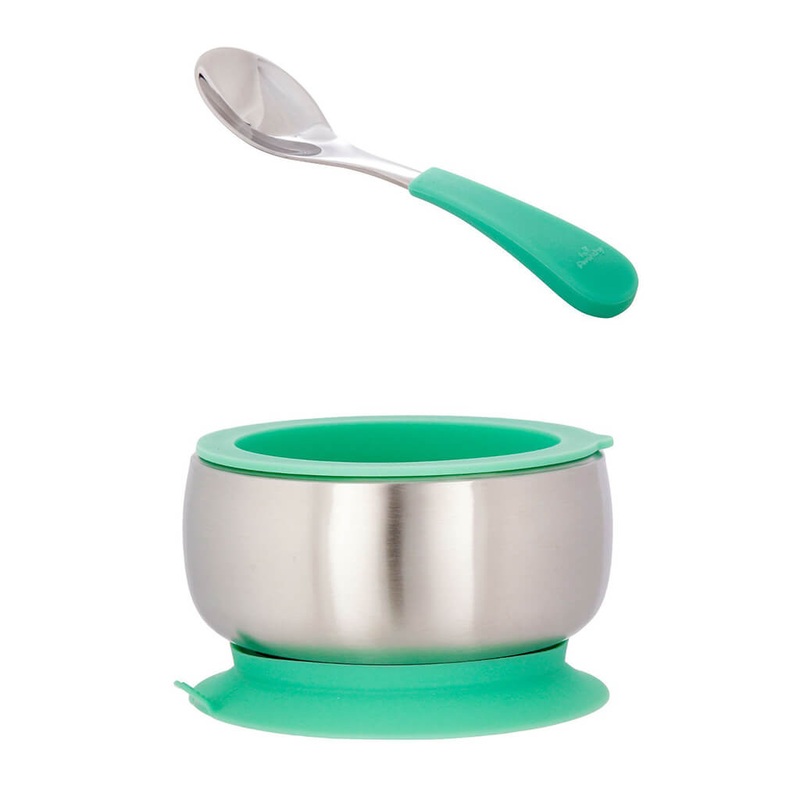 Stainless Steel Baby Bowl and Spoon Set Green