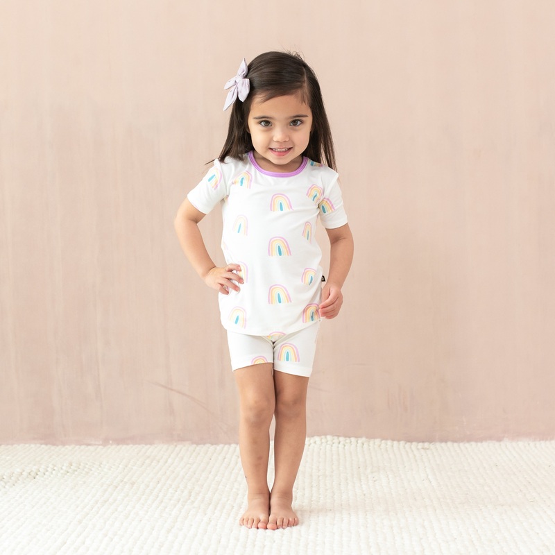 Short Sleeve Pajamas in Poi Rainbow