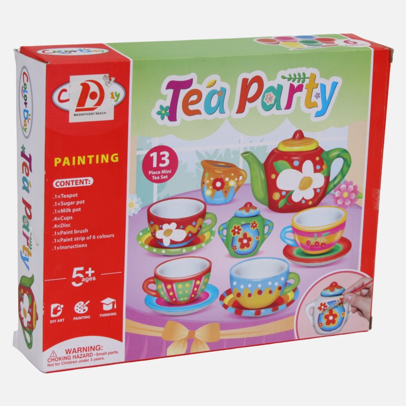 Tea Party Painting Set with Colors  13 Pieces